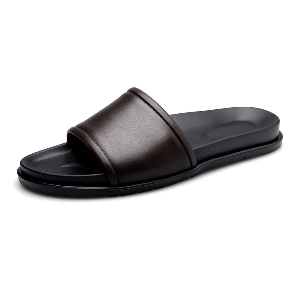 Sandália Slide Masculina de Couro Malibu